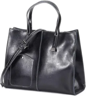 Vintage Women Genuine Leather Tote Bags Top Handle Casual Shoulder Purse Satchel Handbags