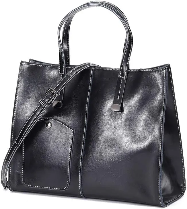 Vintage Women Genuine Leather Tote Bags Top Handle Casual Shoulder Purse Satchel Handbags