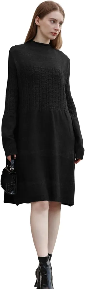 Wander Agio Womens Sweater Winter Warm Tops Sweater Dress for Women Fall Pullover Sweaters Fashion Long Skirt Over-The-Knee