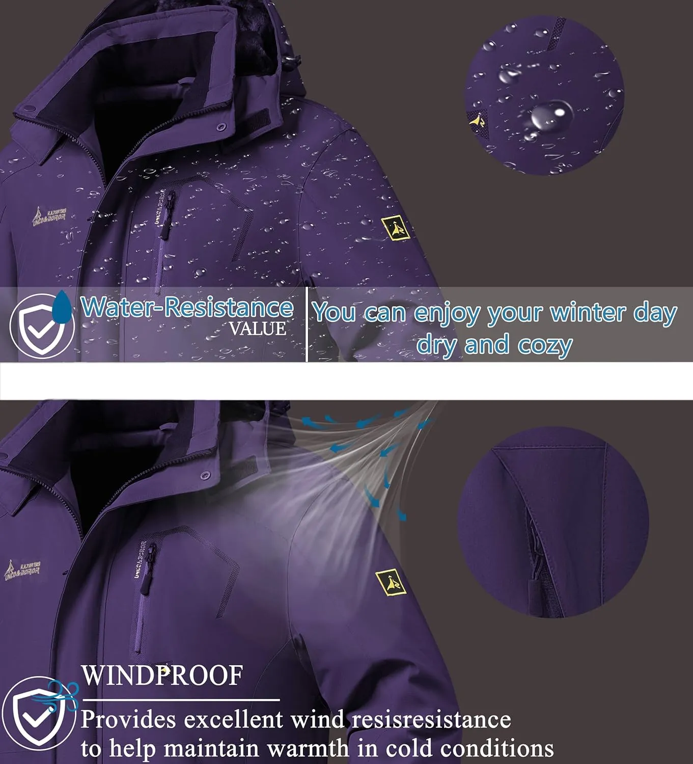 Waterproof Warm Winter Snow Coat for Women Ski Jacket for Snowboarding Hiking
