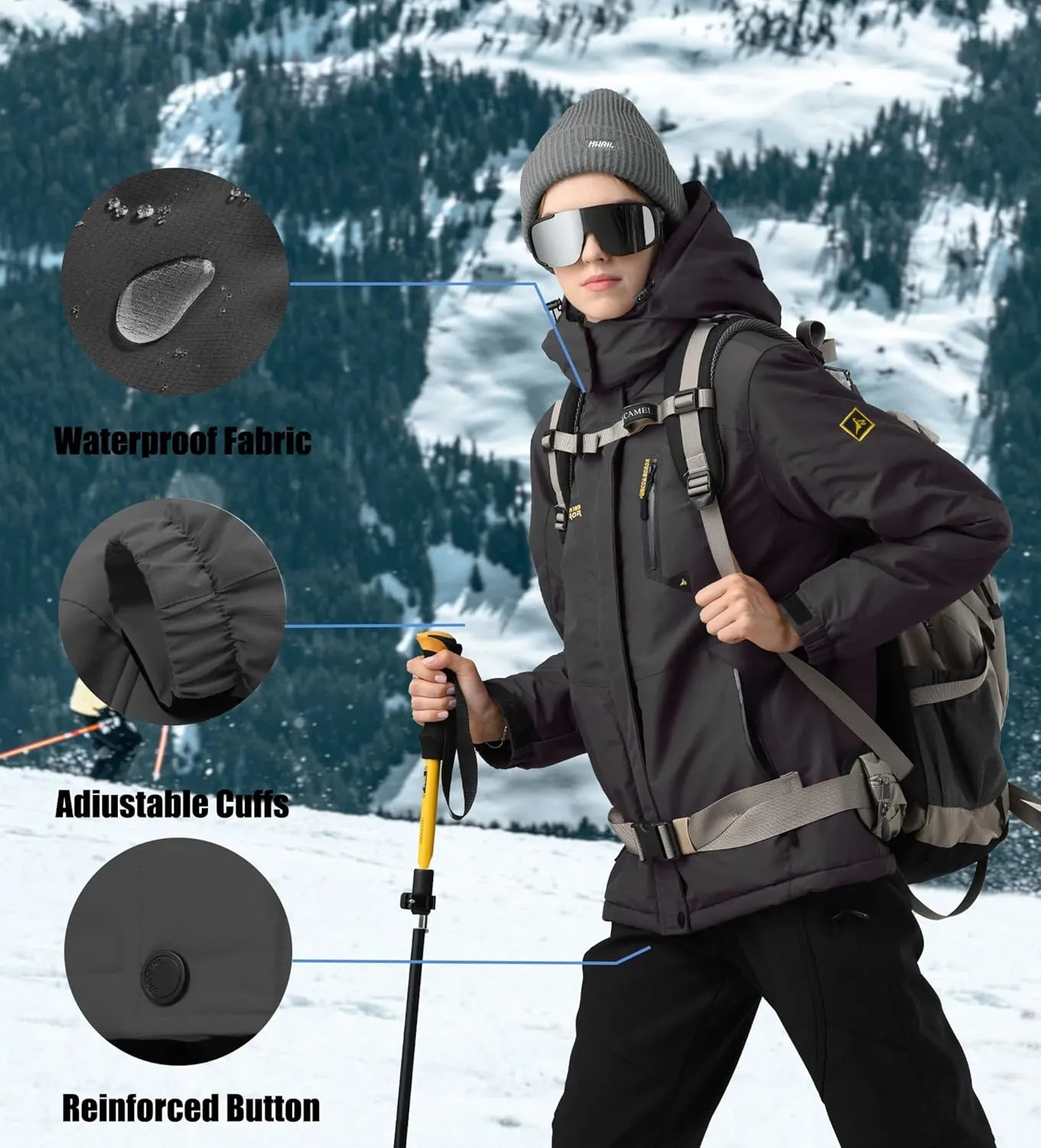 Waterproof Warm Winter Snow Coat for Women Ski Jacket for Snowboarding Hiking