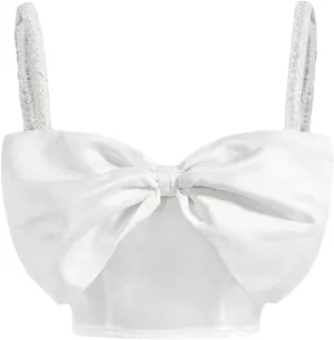 WDIRARA Women's Bow Front Cami Top Sleeveless Fitted Camisole Party Club Crop Tops