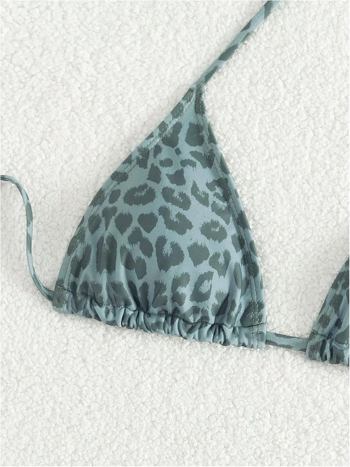 WDIRARA Women's Y2k Leopard Graphic Triangle Bikini Top Micro Halter Swimsuit Tops
