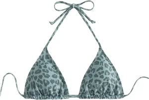 WDIRARA Women's Y2k Leopard Graphic Triangle Bikini Top Micro Halter Swimsuit Tops