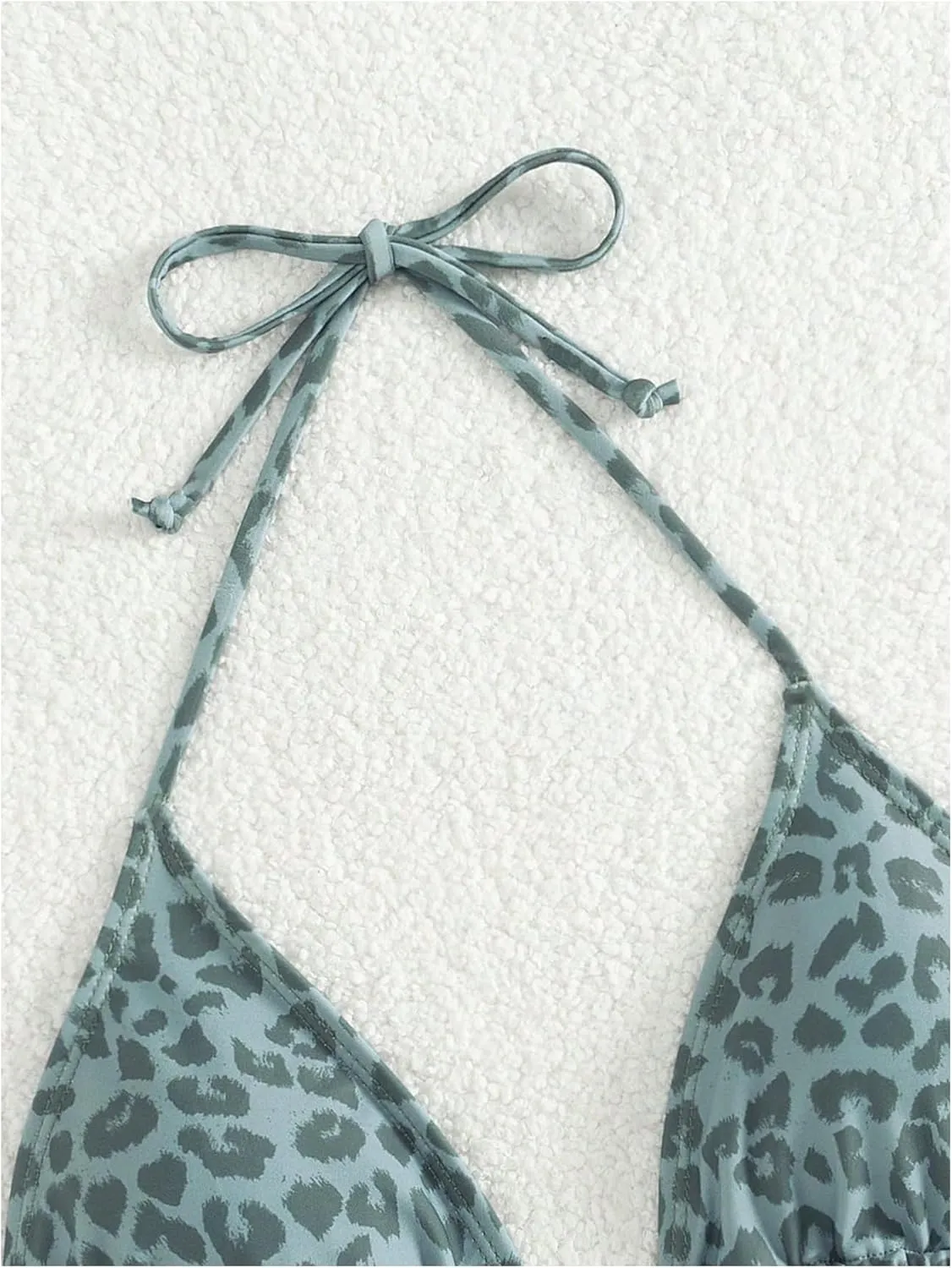 WDIRARA Women's Y2k Leopard Graphic Triangle Bikini Top Micro Halter Swimsuit Tops