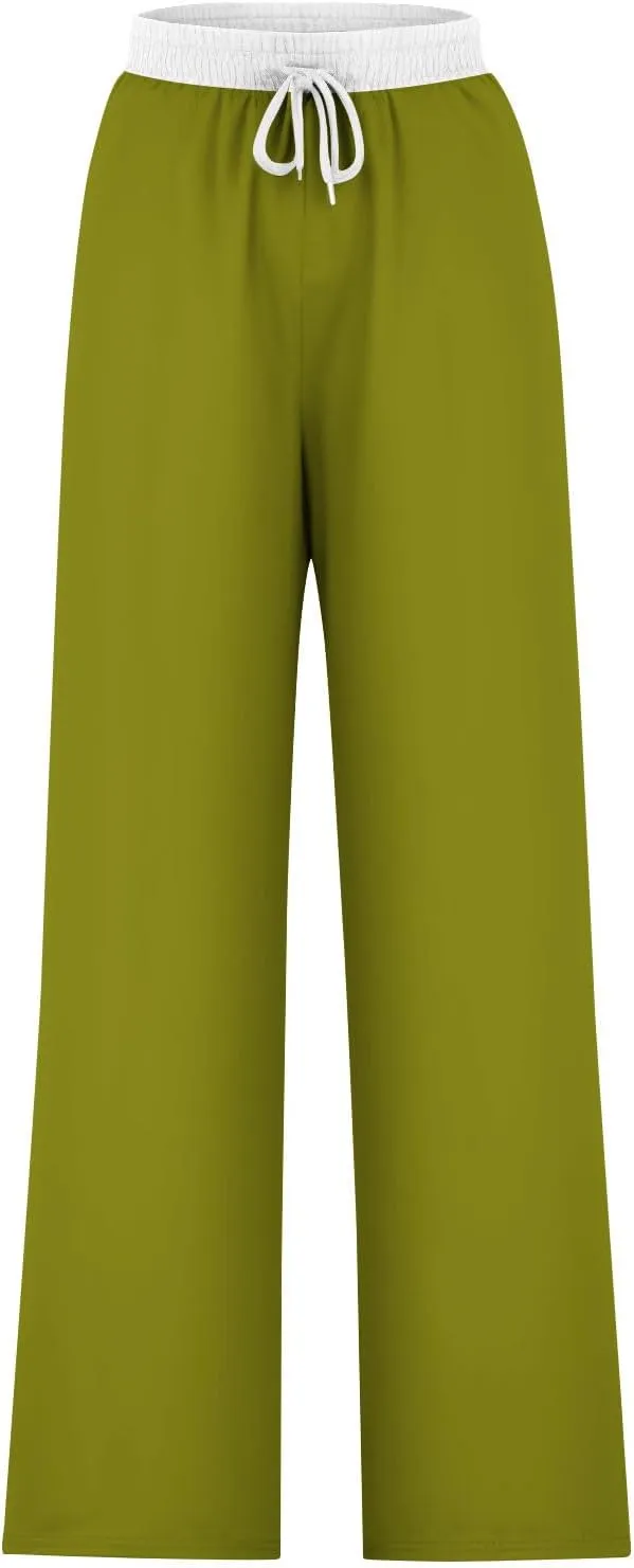 Wide Leg Sweatpants for Women Casual High Waist Active Joggers Trousers Comfy Athletic Workout Gym Sweat Pant