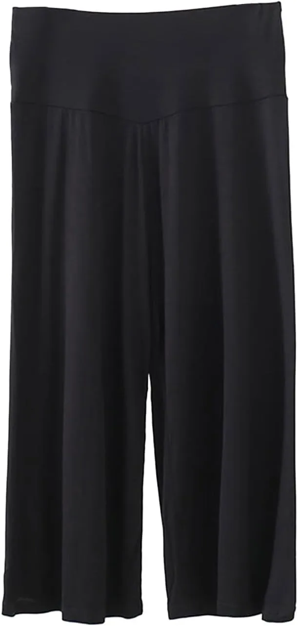 Wide Leg Yoga Capris for Women Casual Loose Soft Cropped Lounge Pant Trousers High Waist Flowy Yoga Pants