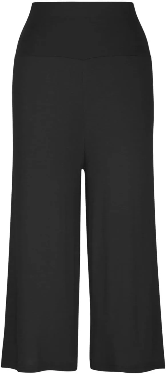 Wide Leg Yoga Capris for Women Casual Loose Soft Cropped Lounge Pant Trousers High Waist Flowy Yoga Pants