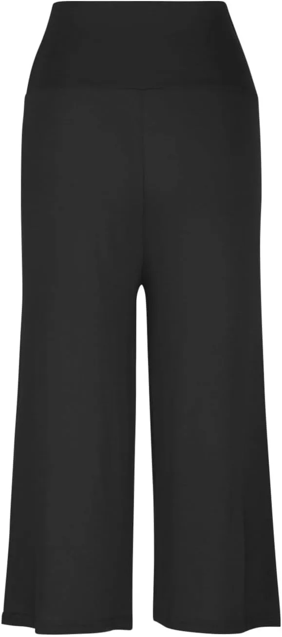 Wide Leg Yoga Capris for Women Casual Loose Soft Cropped Lounge Pant Trousers High Waist Flowy Yoga Pants