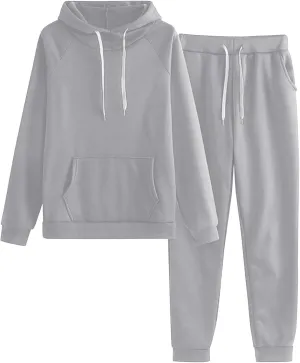 Women 2 Piece Outfits Sweatsuit Long Sleeve Crewneck Drawstring Tracksuit Pullover and Wide Leg Pants