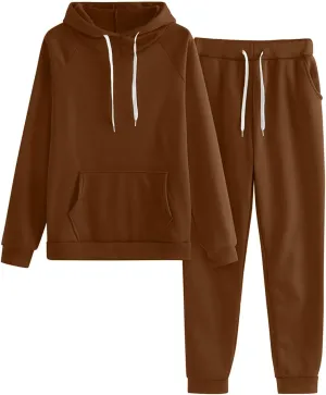 Women 2 Piece Outfits Sweatsuit Long Sleeve Crewneck Drawstring Tracksuit Pullover and Wide Leg Pants
