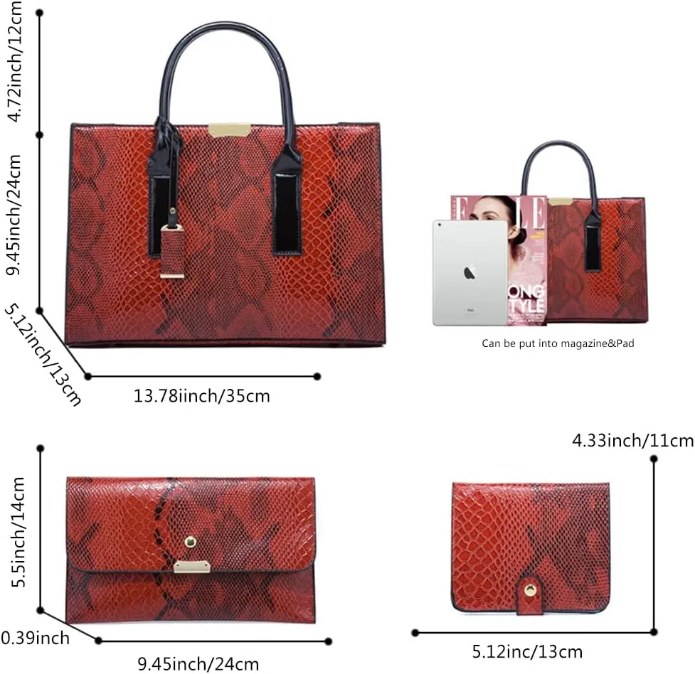 Women 3Pcs Set Handbag and Purses Leather Shoulder Top-handle Work Satchel