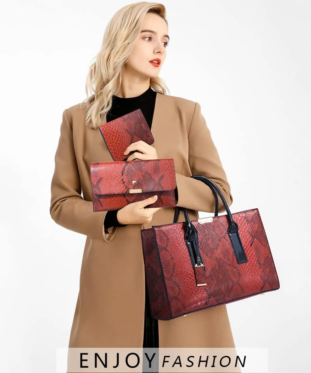 Women 3Pcs Set Handbag and Purses Leather Shoulder Top-handle Work Satchel