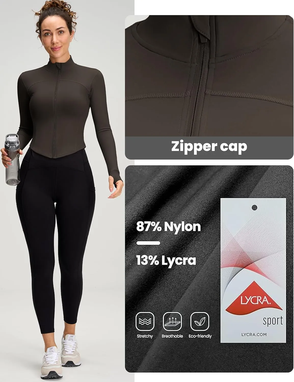 Women BBL Jacket Full Zip UP Workout Athletic Cropped Jacket wIth Thumb Holes Running Yoga Sportswear