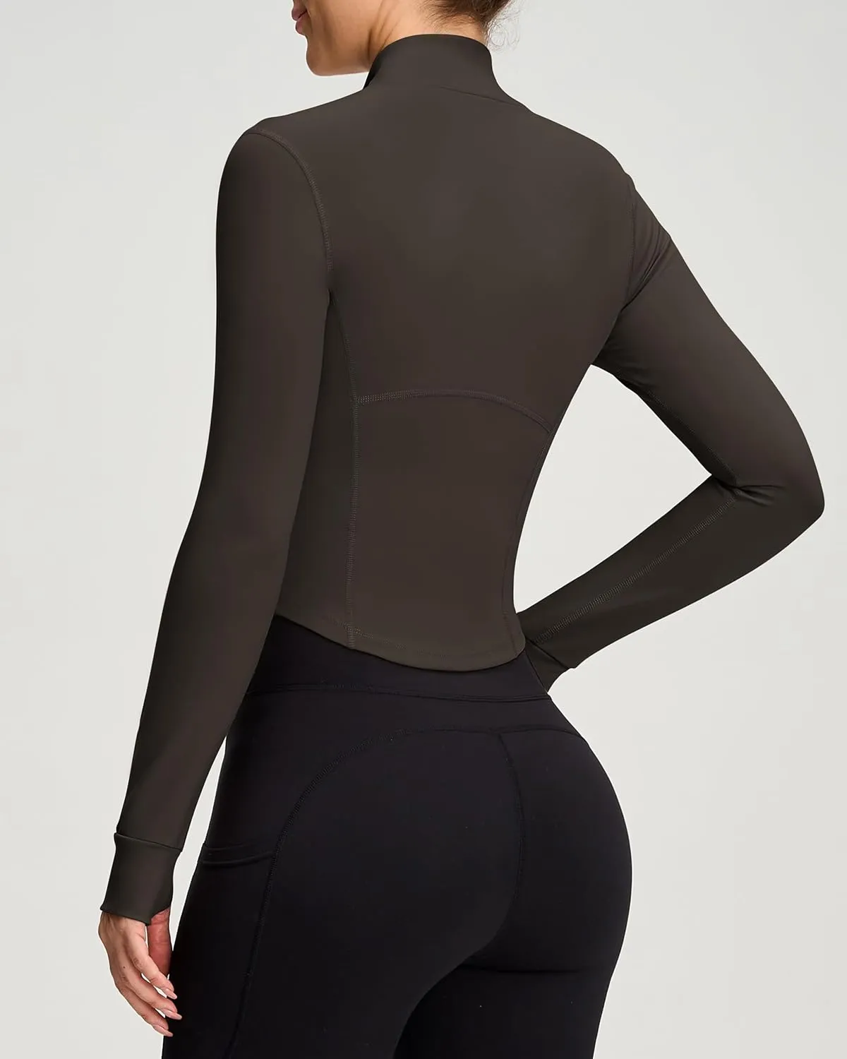 Women BBL Jacket Full Zip UP Workout Athletic Cropped Jacket wIth Thumb Holes Running Yoga Sportswear
