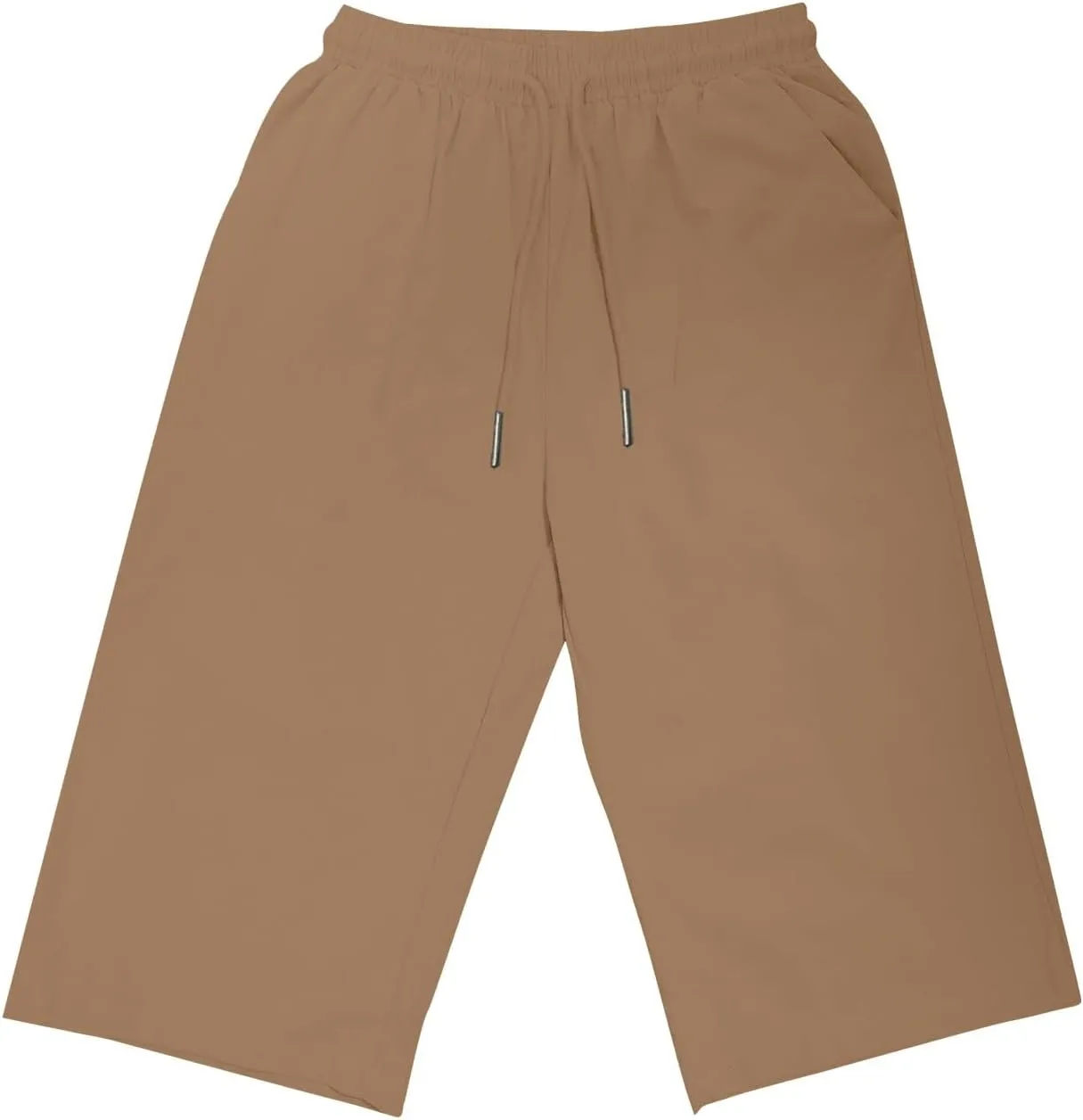 Women Cotton Linen Shorts Summer Knee Length Shorts High Waisted Bermuda Beach Capris Lounge Short Pant with Pocket