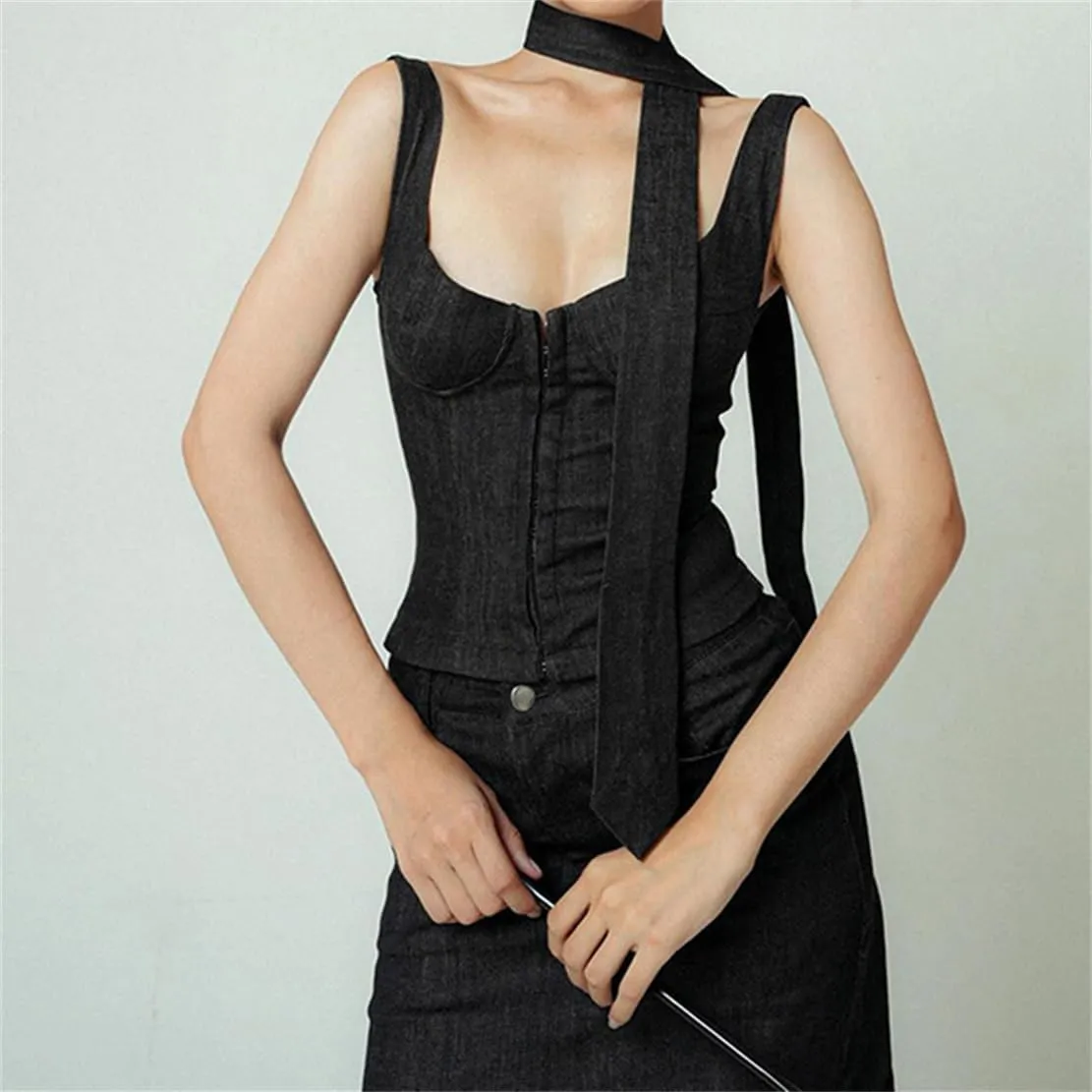 Women Gothic Crop Tank Top Sleeveless Camisole Tops Y2K Grunge Blouse Cami Shirt