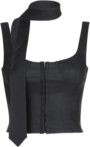 Women Gothic Crop Tank Top Sleeveless Camisole Tops Y2K Grunge Blouse Cami Shirt