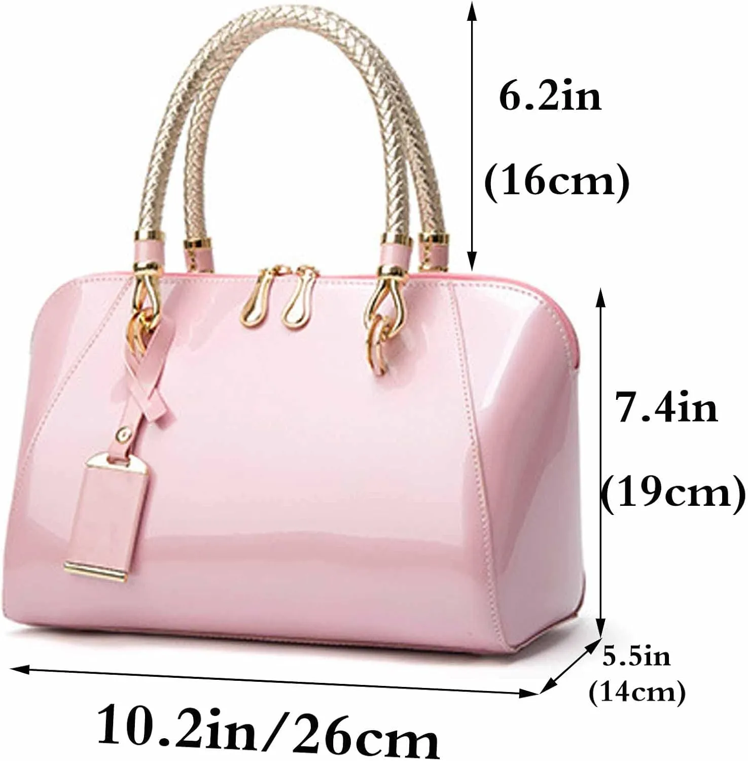 Women Handbags Shiny Paten PU Satchel Purse Shoulder Tote Top-Handle Crossbody Bag