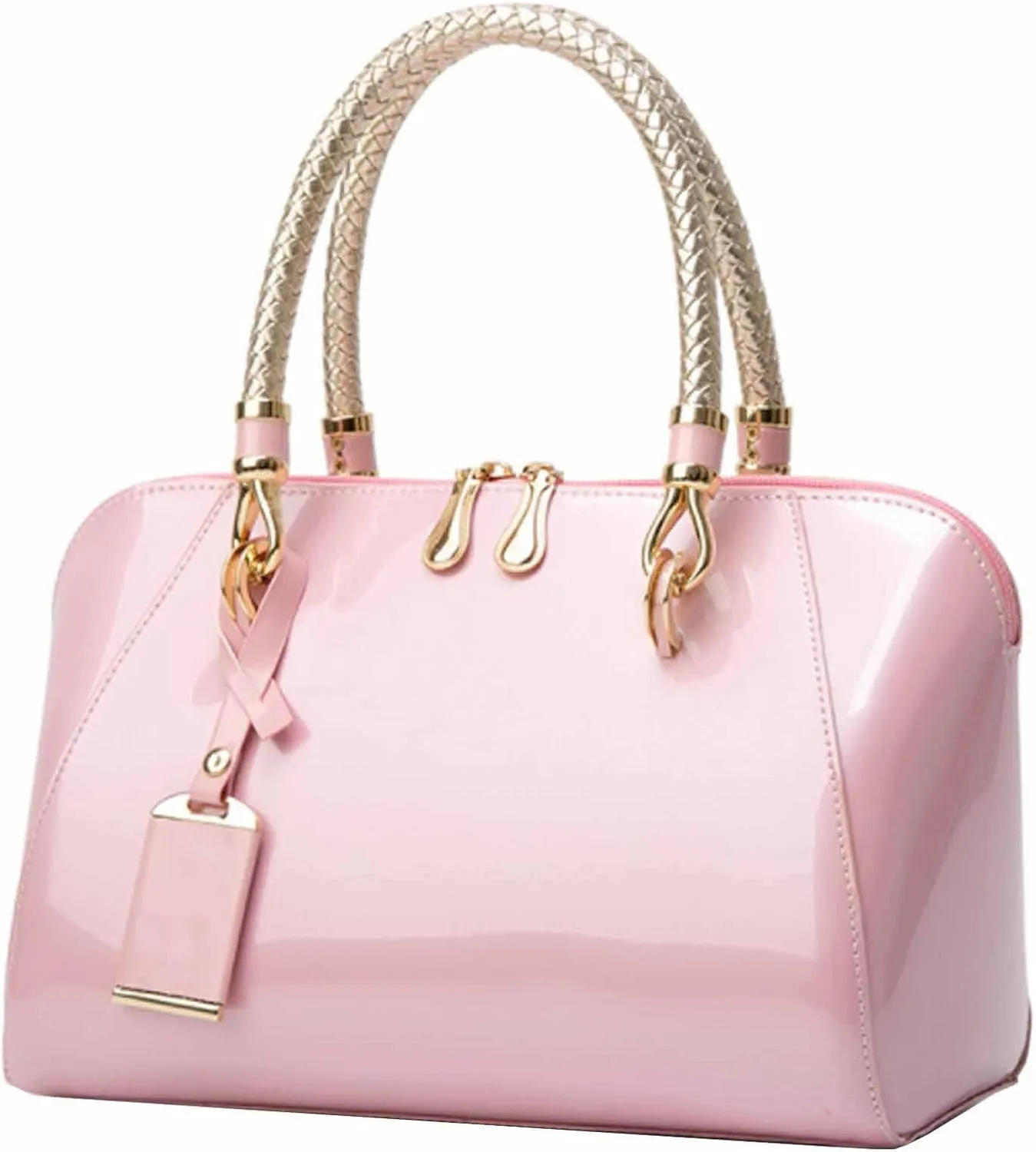 Women Handbags Shiny Paten PU Satchel Purse Shoulder Tote Top-Handle Crossbody Bag