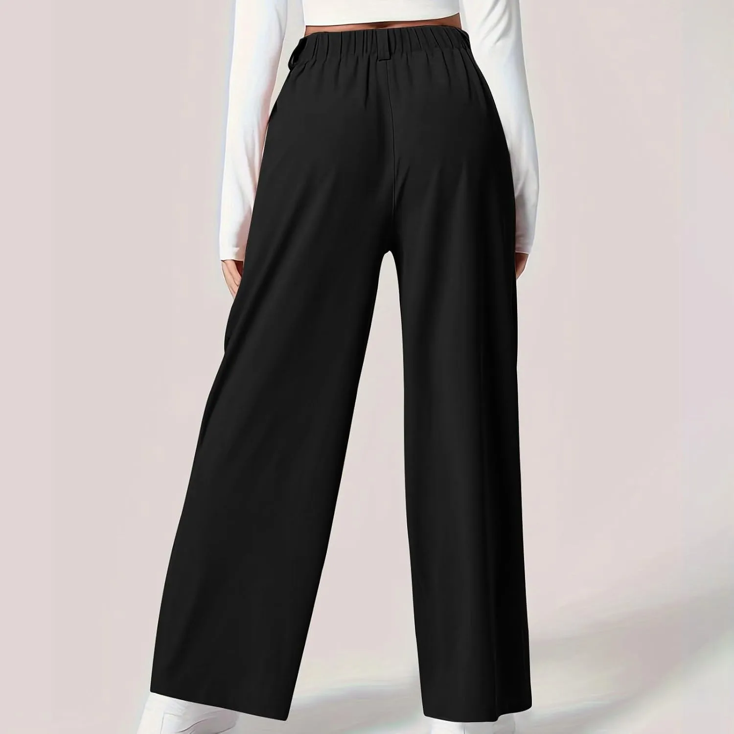 Women High Waist Wide Leg Palazzo Pants Casual Long Button Down Loose Business Work Office Trousers with Pockets