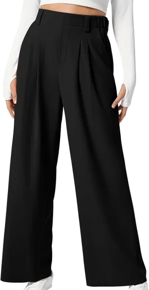Women High Waist Wide Leg Palazzo Pants Casual Long Button Down Loose Business Work Office Trousers with Pockets