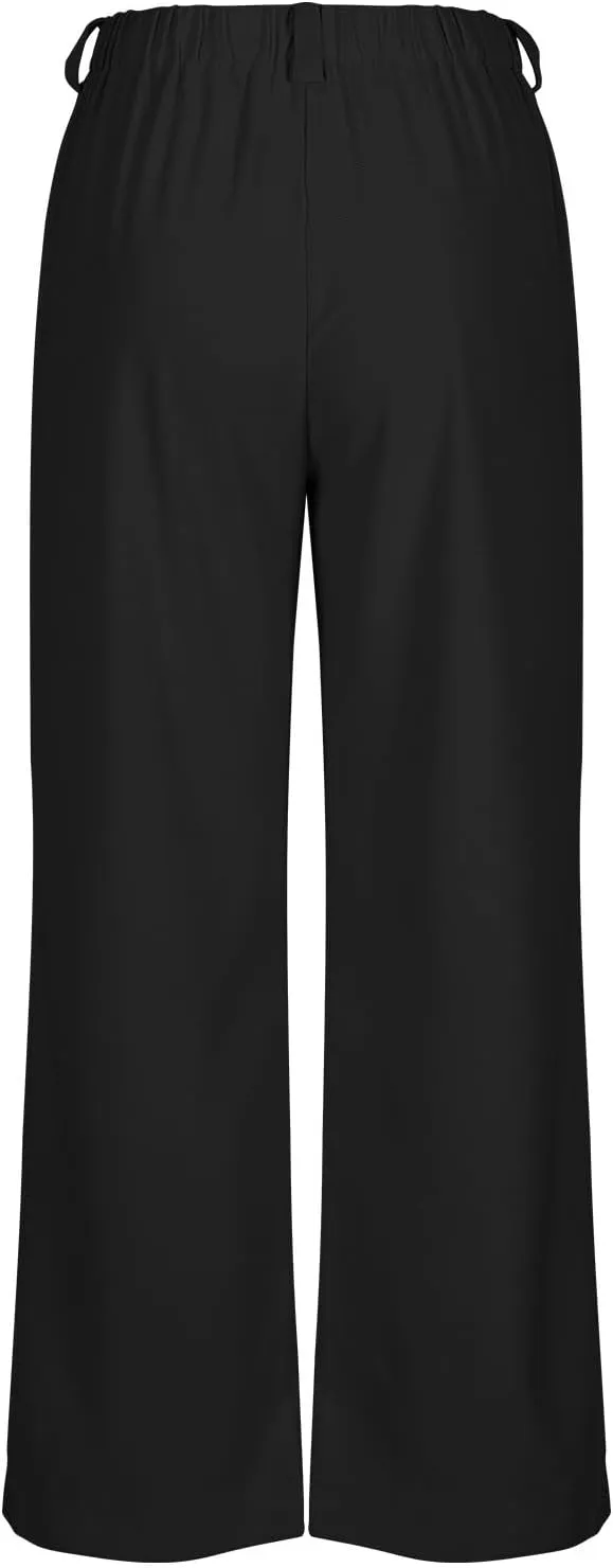 Women High Waist Wide Leg Palazzo Pants Casual Long Button Down Loose Business Work Office Trousers with Pockets