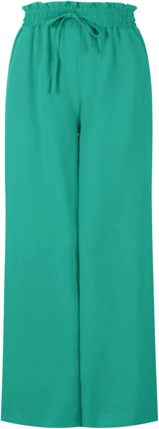 Women High Waist Wide Leg Palazzo Pants Dressy Casual Flowy Pants Loose 2024 Fall Long Lounge Trousers with Pockets