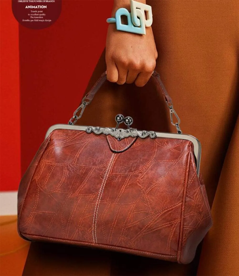 Women Retro Tote Hobo Bags PU Leather Top Handle Backpacks Clutches Satchel Handbags