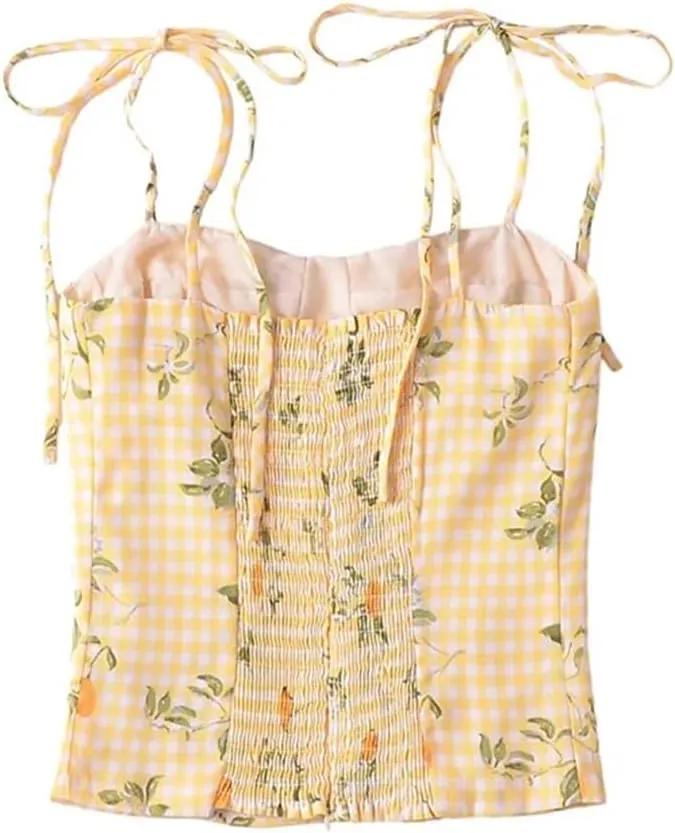 Women Style Floral Print Chiffon Camisole Sexy Sleeveless Holiday Summer Chic Crop Top