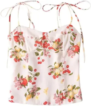 Women Style Floral Print Chiffon Camisole Sexy Sleeveless Holiday Summer Chic Crop Top