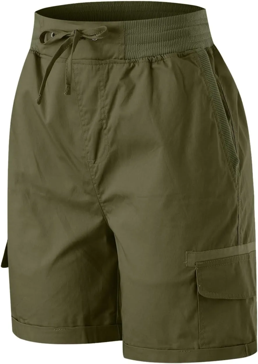 Women Summer Cargo Shorts Lightweight Multi-Pockets Loose Hiking Shorts Mid Rise Casual Trendy Outdoor Workout Short