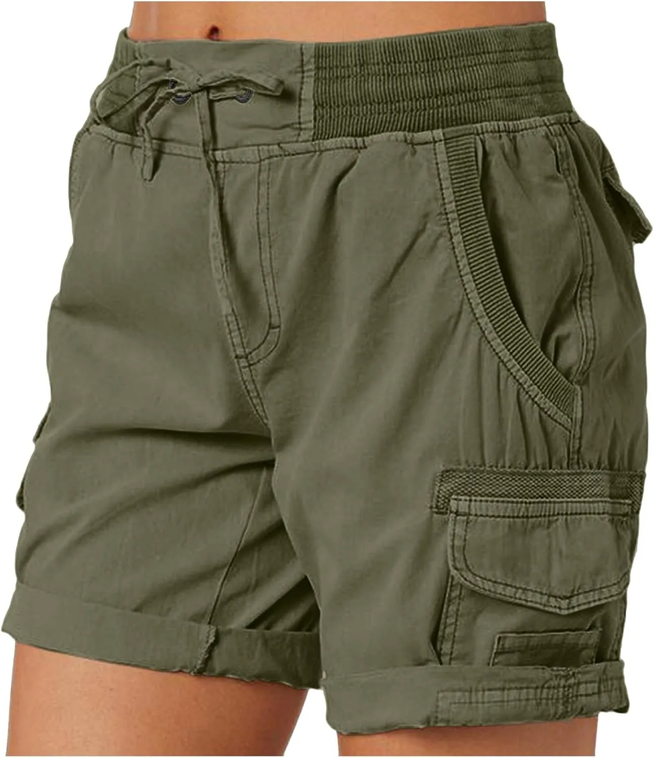 Women Summer Cargo Shorts Lightweight Multi-Pockets Loose Hiking Shorts Mid Rise Casual Trendy Outdoor Workout Short