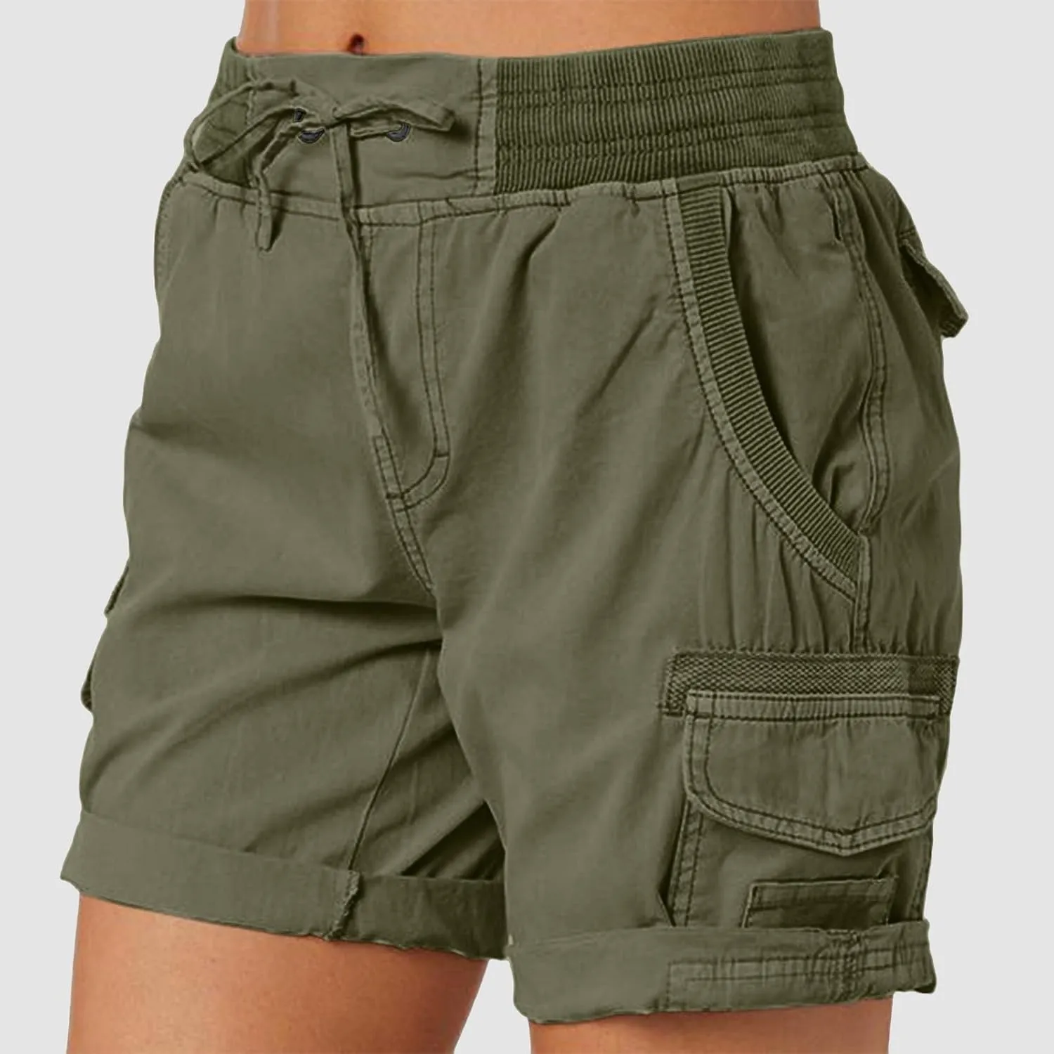 Women Summer Cargo Shorts Lightweight Multi-Pockets Loose Hiking Shorts Mid Rise Casual Trendy Outdoor Workout Short