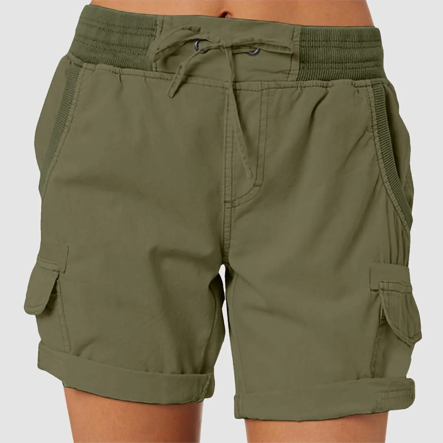 Women Summer Cargo Shorts Lightweight Multi-Pockets Loose Hiking Shorts Mid Rise Casual Trendy Outdoor Workout Short