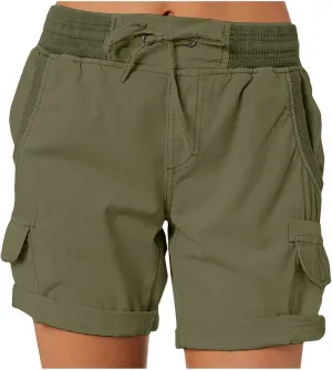 Women Summer Cargo Shorts Lightweight Multi-Pockets Loose Hiking Shorts Mid Rise Casual Trendy Outdoor Workout Short