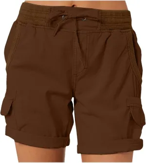 Women Summer Cargo Shorts Lightweight Multi-Pockets Loose Hiking Shorts Mid Rise Casual Trendy Outdoor Workout Short
