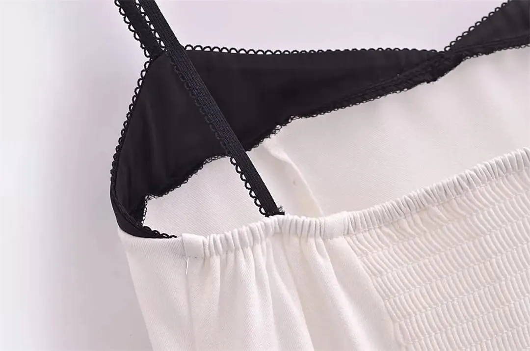 Women Summer Crop Top Patchwork Camisole Spaghetti Straps Camisole Slim Tank Tops