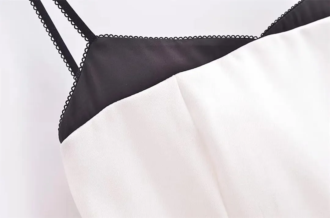 Women Summer Crop Top Patchwork Camisole Spaghetti Straps Camisole Slim Tank Tops