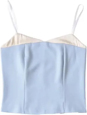 Women Summer Crop Top Patchwork Camisole Spaghetti Straps Camisole Slim Tank Tops