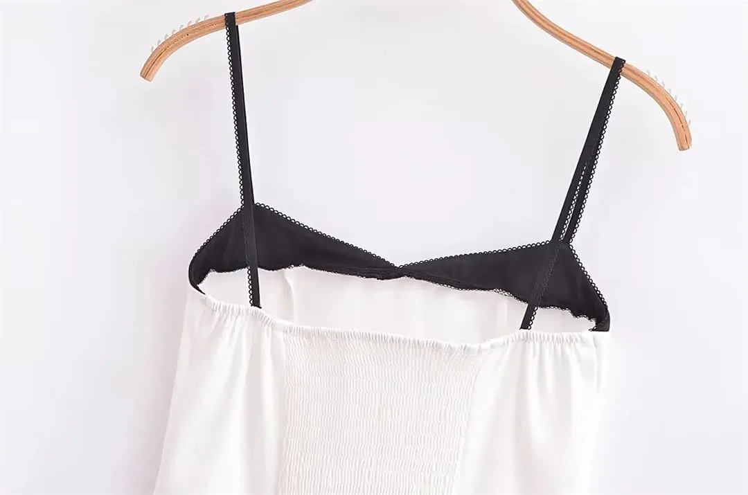 Women Summer Crop Top Patchwork Camisole Spaghetti Straps Camisole Slim Tank Tops