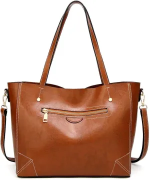 Women Top Handle Satchel Purse, PU Leather Handbag Large Capacity, Tote Shoulder Bag