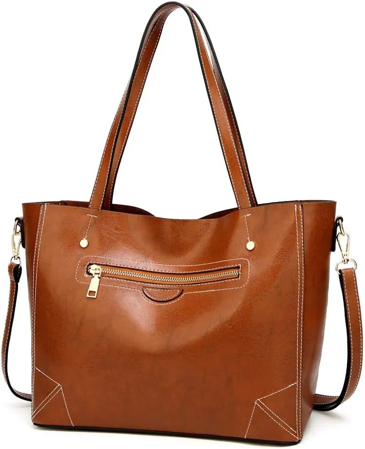Women Top Handle Satchel Purse, PU Leather Handbag Large Capacity, Tote Shoulder Bag
