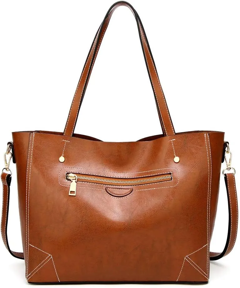 Women Top Handle Satchel Purse, PU Leather Handbag Large Capacity, Tote Shoulder Bag