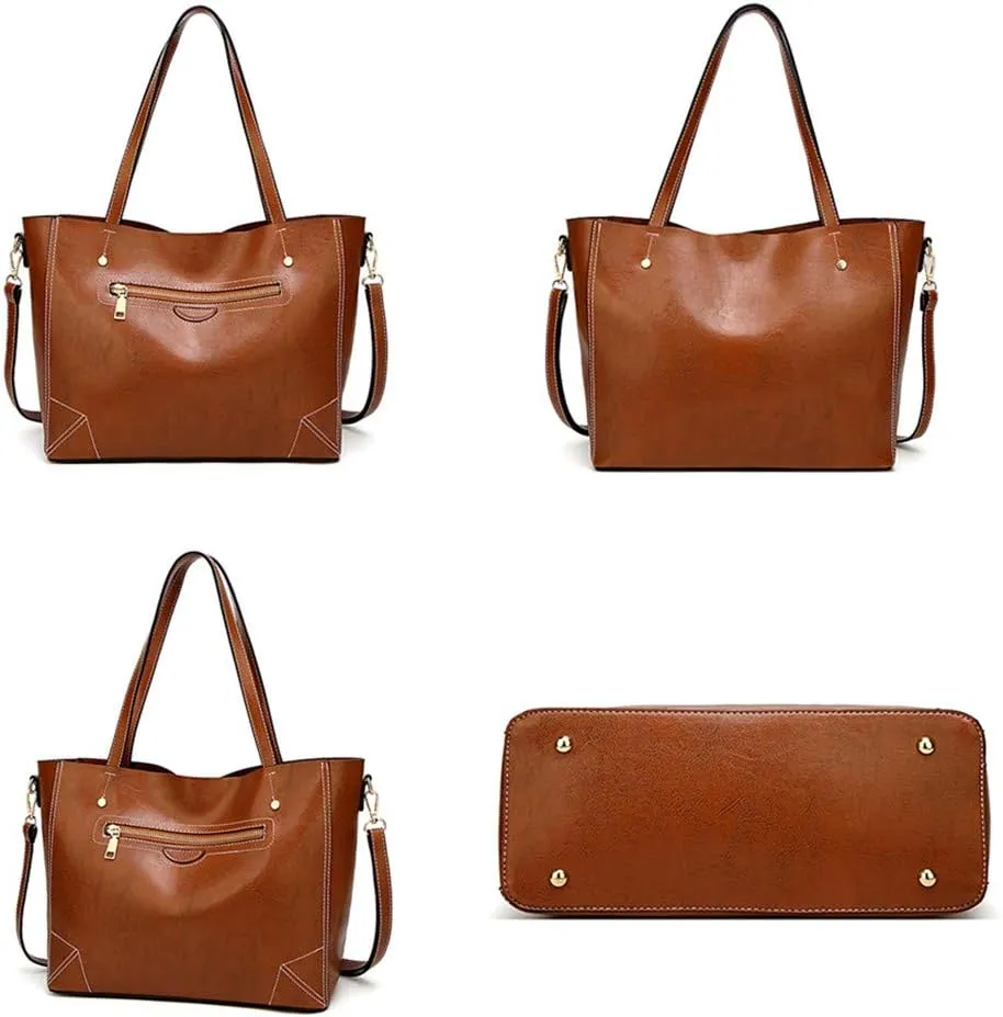 Women Top Handle Satchel Purse, PU Leather Handbag Large Capacity, Tote Shoulder Bag