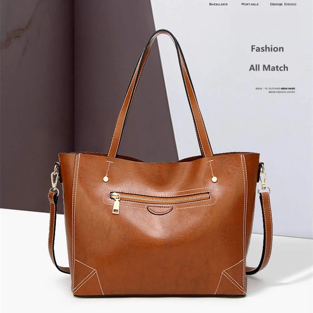 Women Top Handle Satchel Purse, PU Leather Handbag Large Capacity, Tote Shoulder Bag