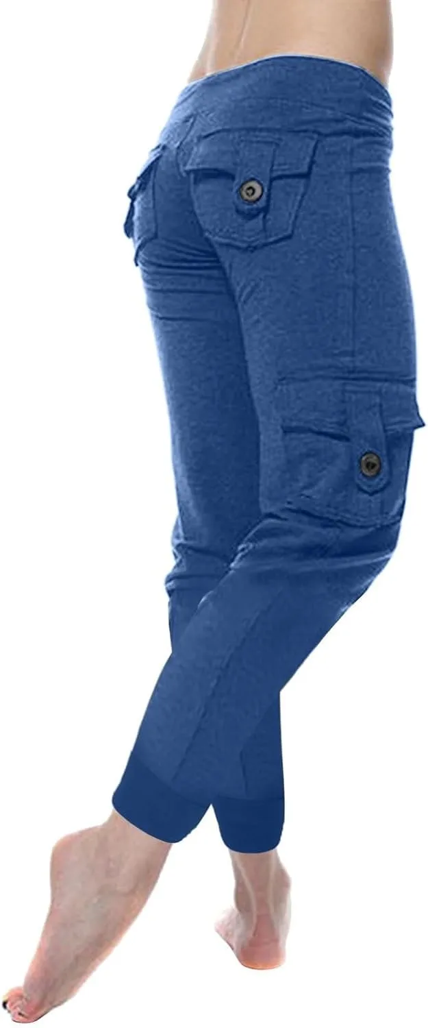 Women Trendy Cargo Pants High Waist Baggy Cotton Multiple Pockets Straight Wide Leg Trousers Cargo Y2K Capris Pants
