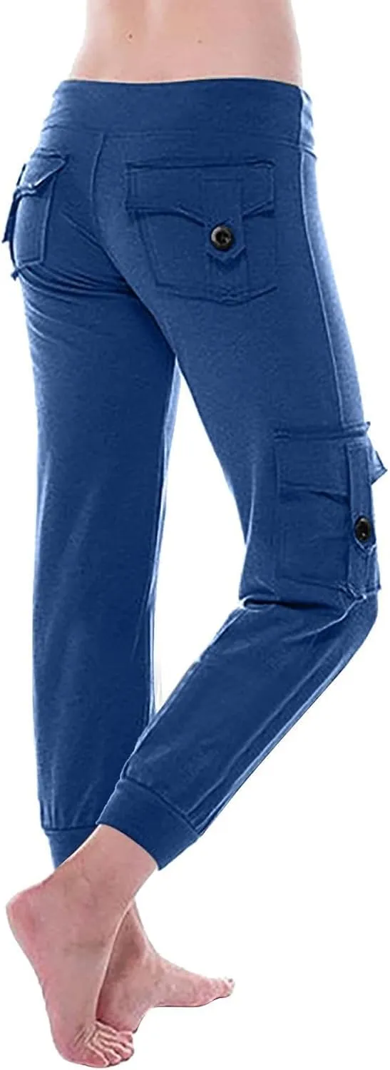 Women Trendy Cargo Pants High Waist Baggy Cotton Multiple Pockets Straight Wide Leg Trousers Cargo Y2K Capris Pants