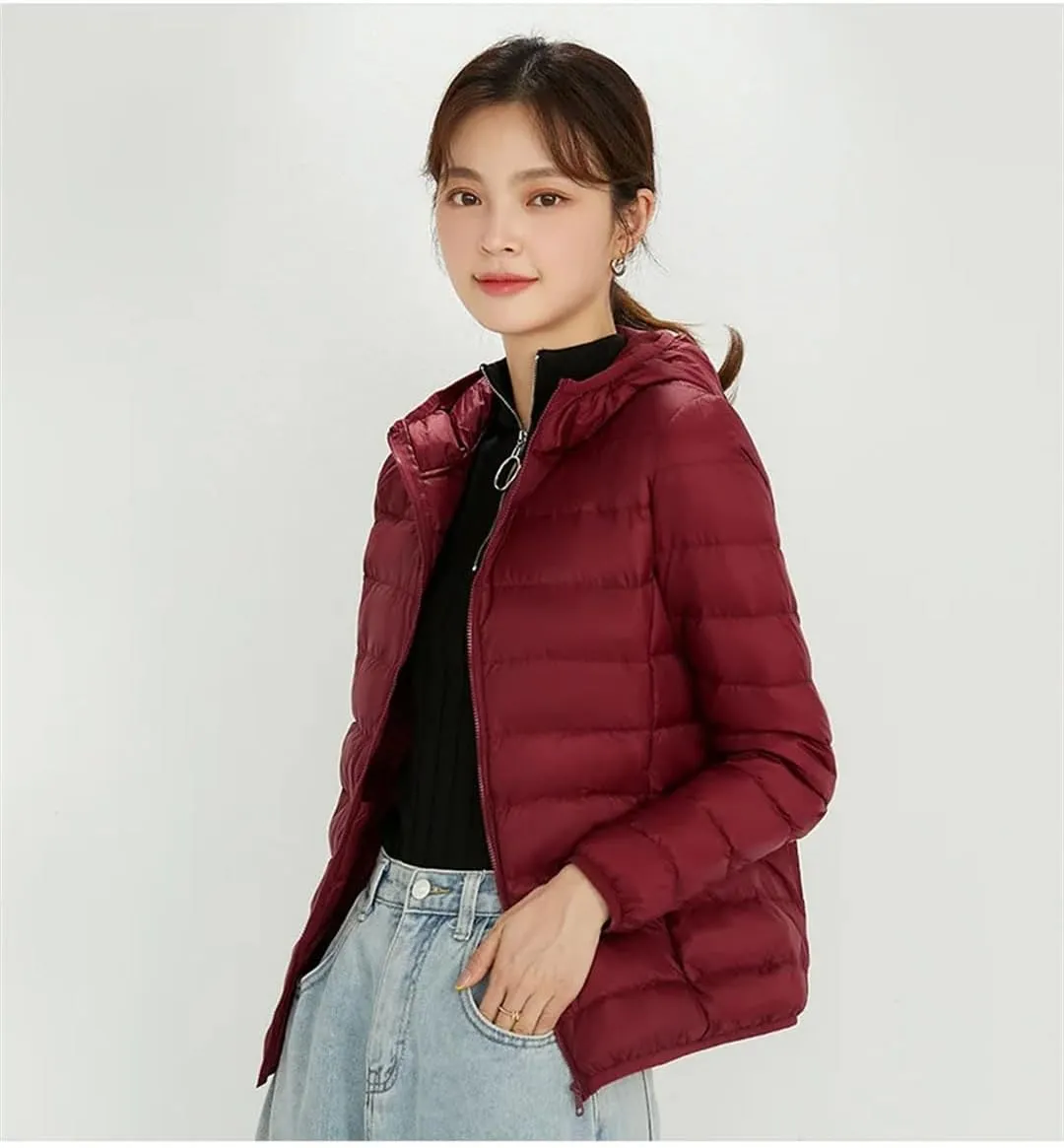 Women Ultra Light Down Jacket White Duck Down Hooded Jackets Warm Coat Parka Female Portable Outwear Windbreaker