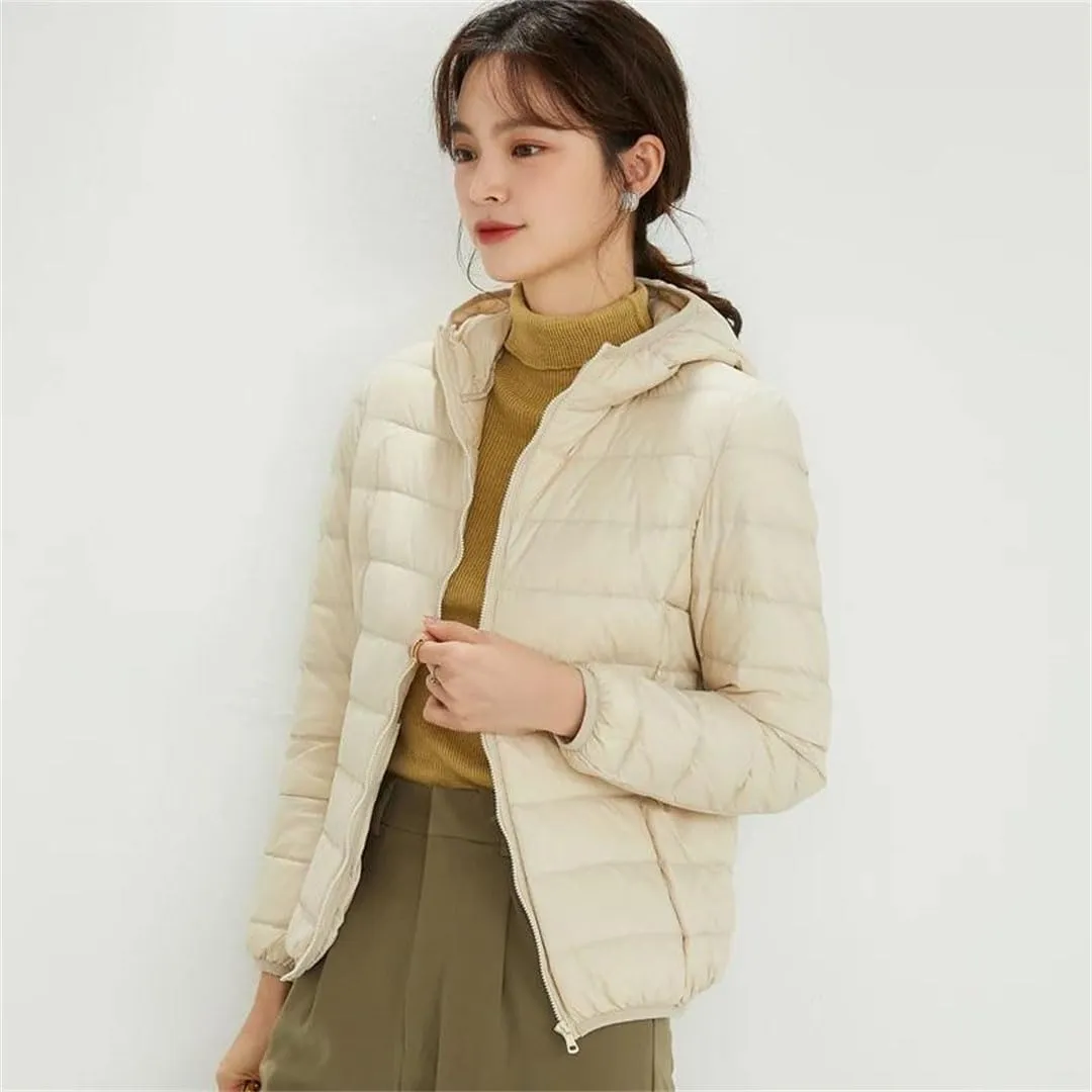Women Ultra Light Down Jacket White Duck Down Hooded Jackets Warm Coat Parka Female Portable Outwear Windbreaker